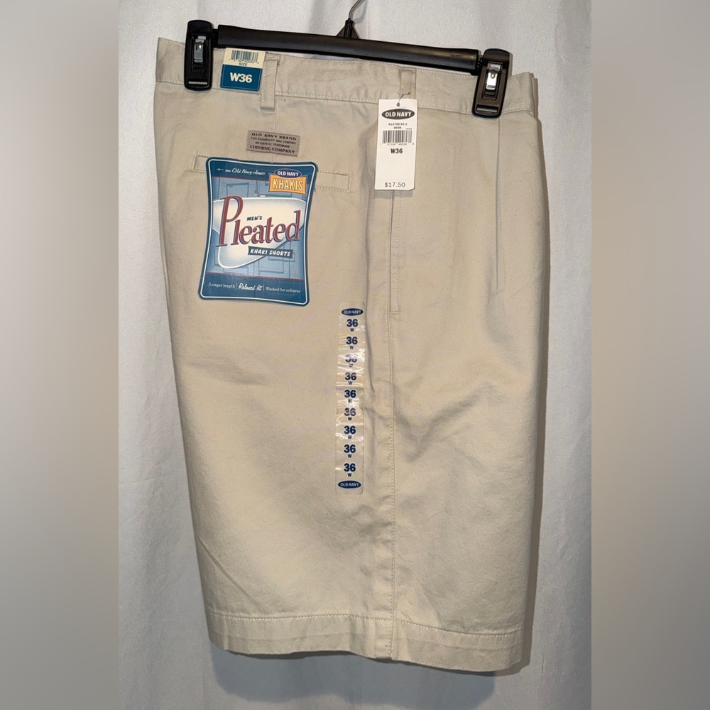 NWT Old Navy Shorts Khaki Relaxed Fit Pleated Dad Retro Cotton Y2K NOS Mens 36